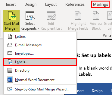 how to print labels from excel step 3