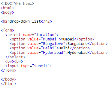 Input Type drop-down list