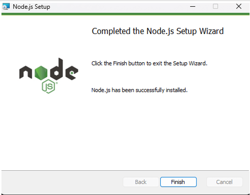 Completed the Node.js setup wizard