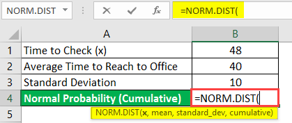 normal distribution formula in excel example 1-2