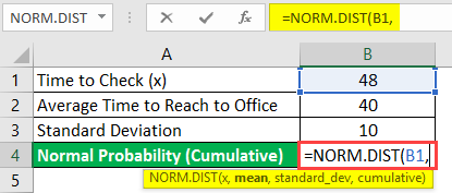 normal distribution formula in excel example 1-3