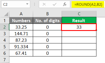 round formula excel example 2-2