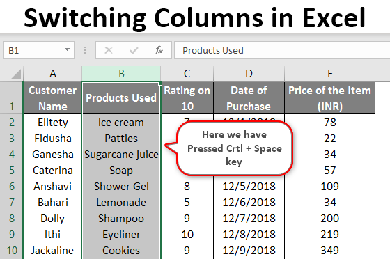 switching columns in excel