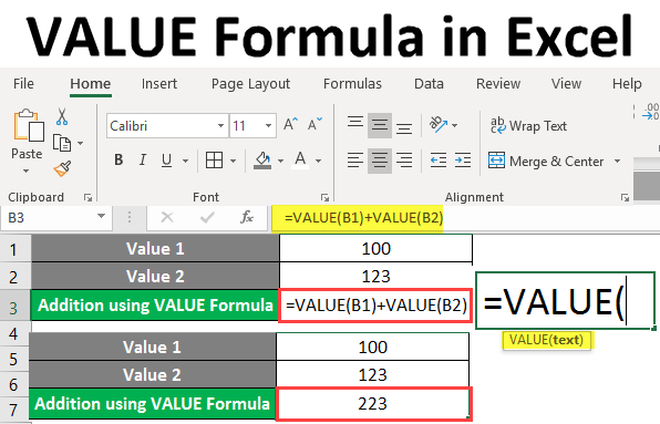 value formula in excel
