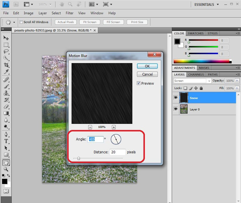(How to create Snow Effect in Photoshop) Step 8