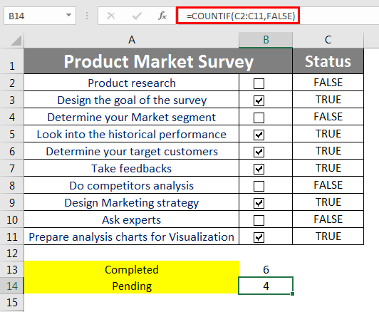 Checklist in Excel 3.1