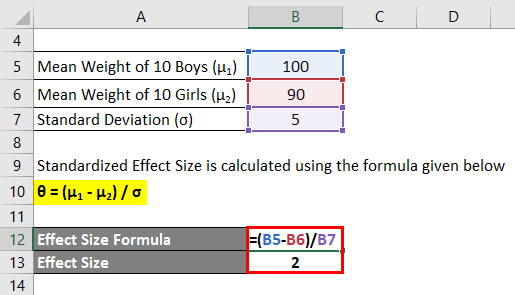 Effect Size Formula Example 1-2