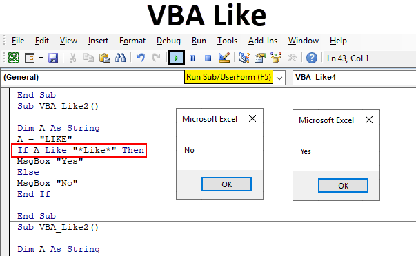 Excel VBA Like