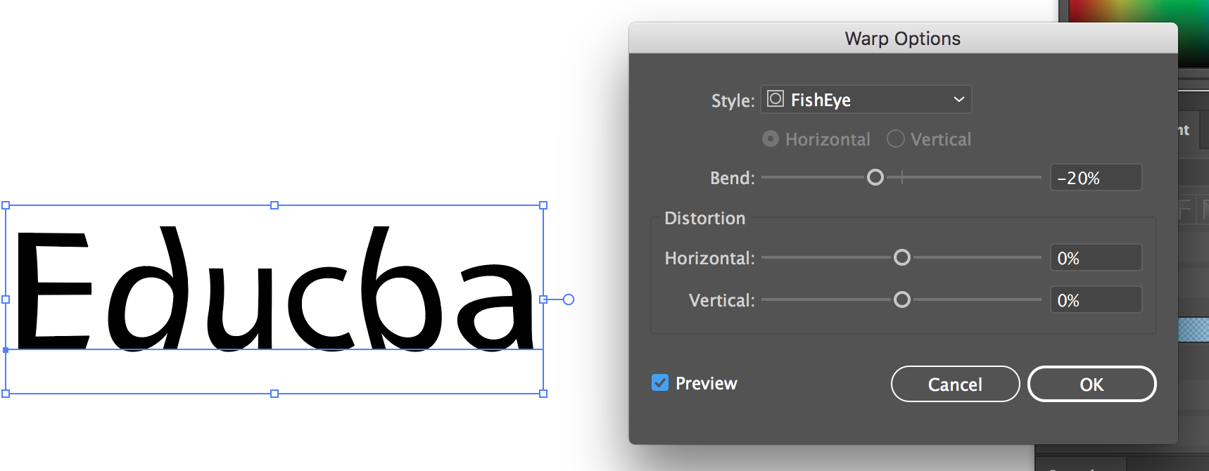 Text Effects In Illustrator ( Fish eye effect)