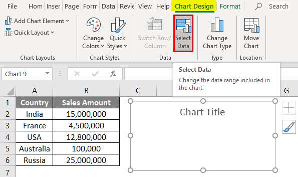 Map Chart in excel example - Step 3