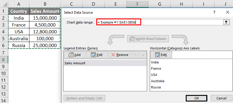 Map Chart in excel example - Step 5