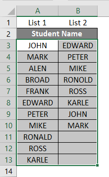 Match data in a same row example 2.2