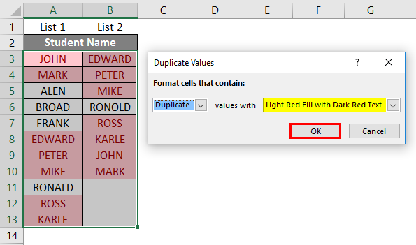 Match data in a same row example 2.4