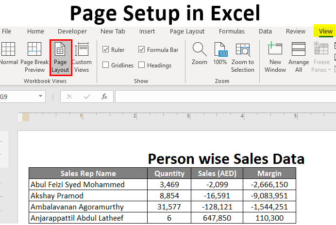 Page Setup in Excel