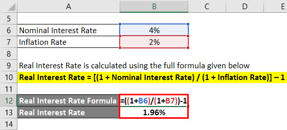 Real Interest Rate Formula Example 1-2