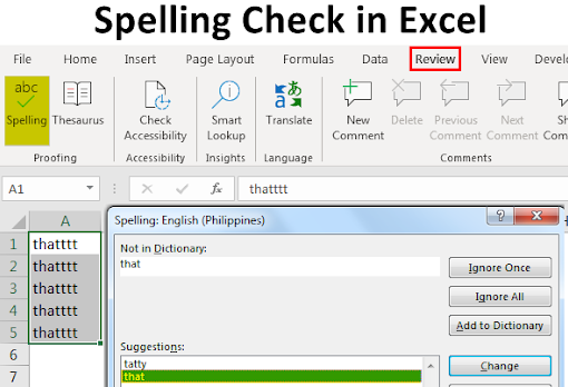 Spelling Check in Excel