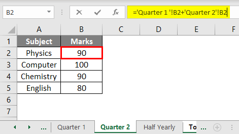 Subject and Marks example 2.6