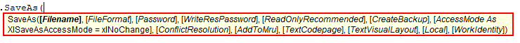 Syntax of VBA Save As