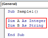 Declare two variables Example 2-2