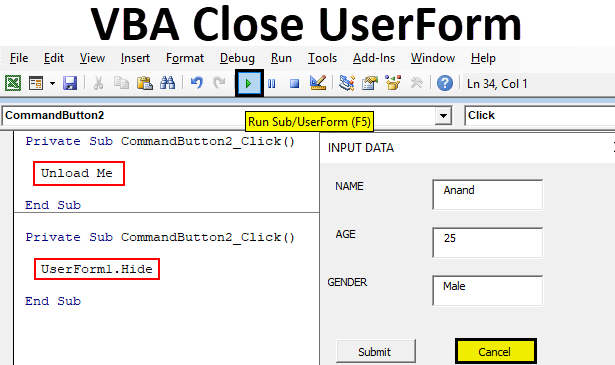 VBA Close UserForm