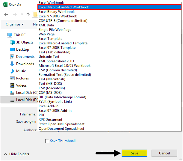 Excel macro-enabled workbook