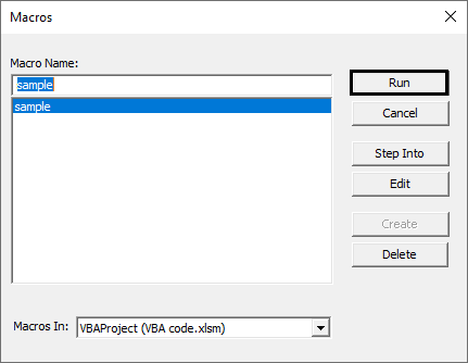 VBA Code Example 1-5