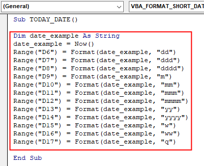 VBA Date Format Example 3.1