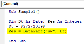 Week of the date Example 2-4