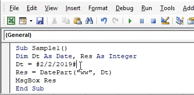 VBA DatePart Example 2-6