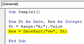Calculate week part Example 3-5