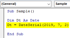 VBA DateSerial Example 1.2