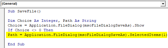 Get the path selected Example 2-5