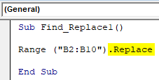 VBA Find and Replace Example 1-5