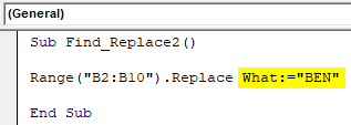 VBA Find and Replace Example 2-4