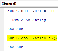 VBA Global Variables Example 1-4