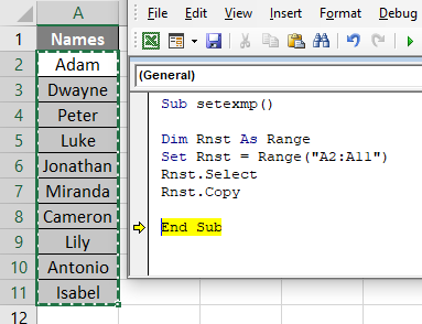 VBA Set Example 2-3