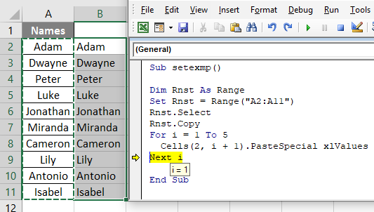 VBA Set Example 2-7