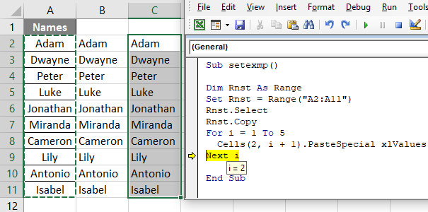 VBA Set Example 2-8