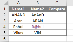 VBA StrComp Example 3.1