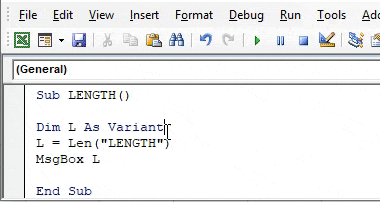VBA String of Length 1