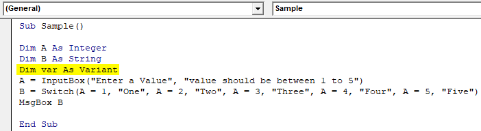 Declare Variable Example 1-11