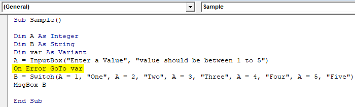 On Error Go to Example 1-12