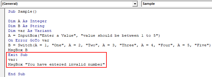 VBA Switch Example 1-13