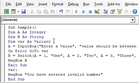 VBA Switch Example 1-14