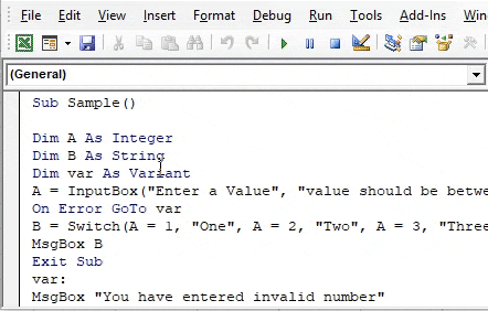 VBA Switch Example 1-8