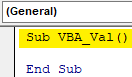 VBA Val Example 1.1