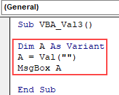 VBA Val Example 3.1
