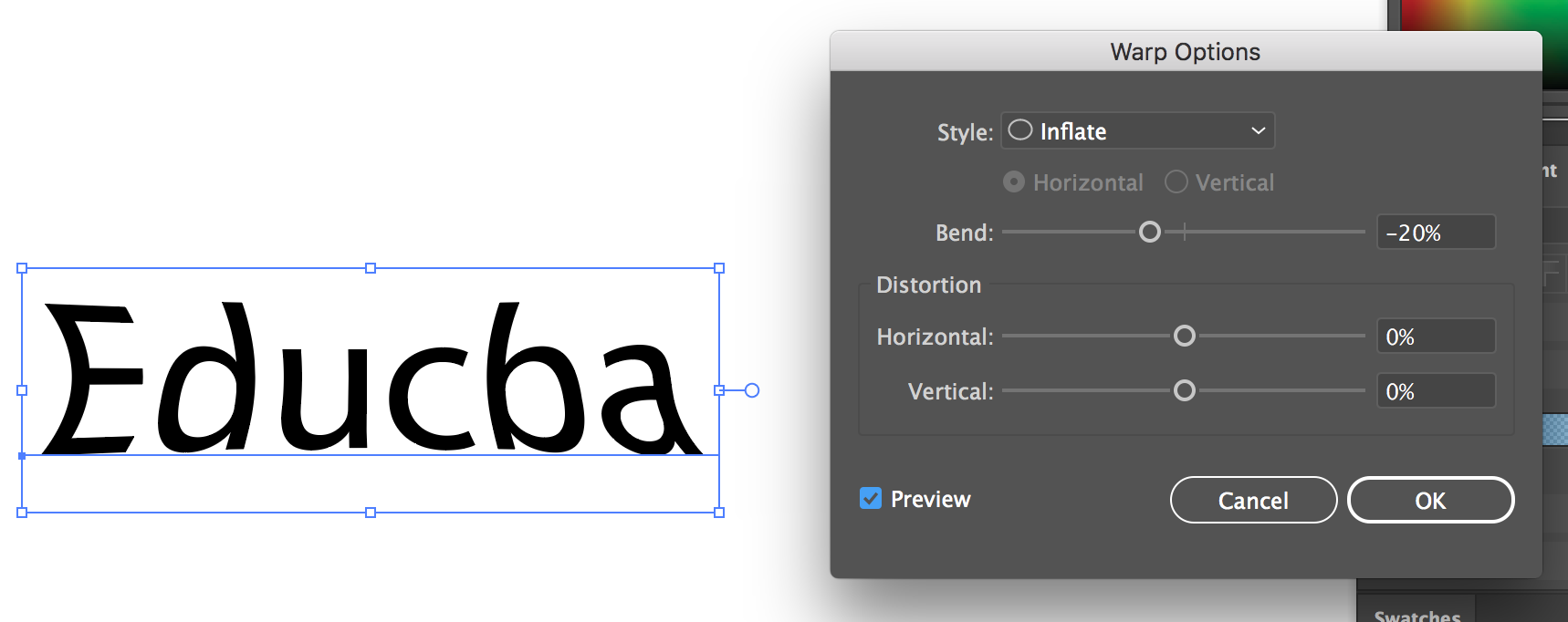 Text Effects In Illustrator (Warp inflate effect)