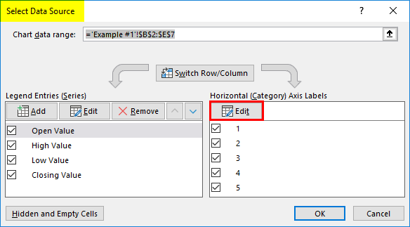 candlestick chart in excel 1-6