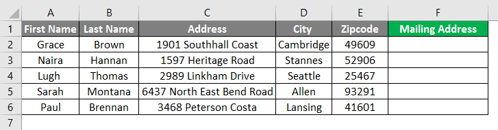 Concatenate Strings in Excel 1-1